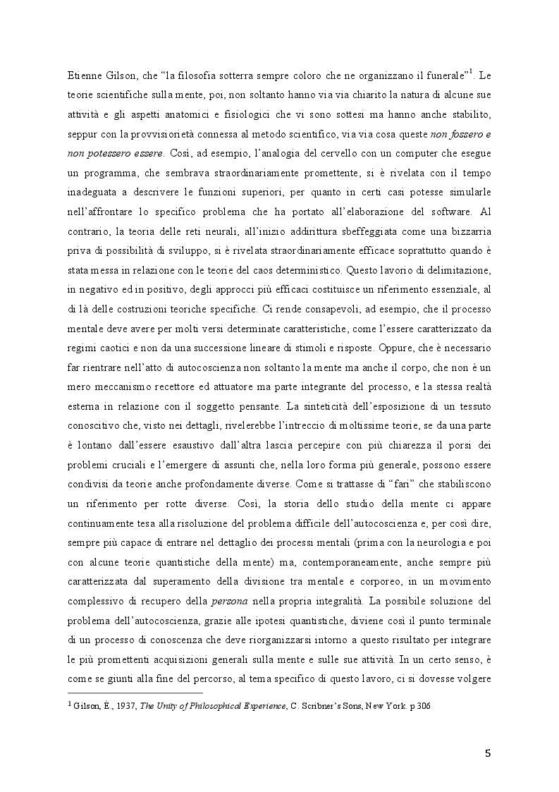 Anteprima della tesi: Modelli quantistici della mente, Pagina 3