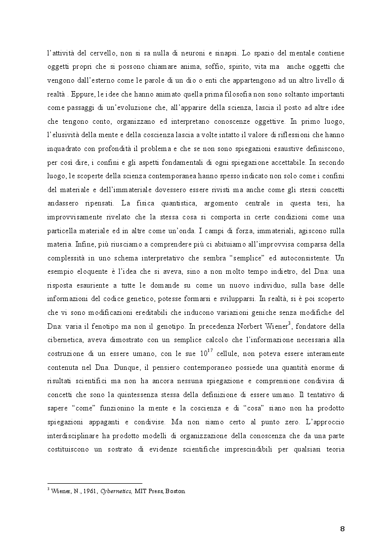 Anteprima della tesi: Modelli quantistici della mente, Pagina 6