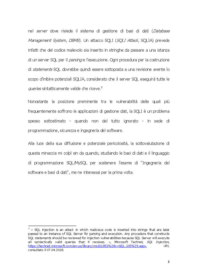 Anteprima della tesi: SQL injection: una panoramica delle criticità nel contesto dell'accesso remoto all'informazione, Pagina 3