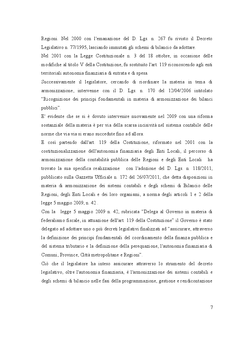 Anteprima della tesi: L'Armonizzazione dei sistemi contabili degli enti locali: il principio della competenza finanziaria potenziata e il riaccertamento straordinario dei residui. Il caso Comune di Villasimius, Pagina 5