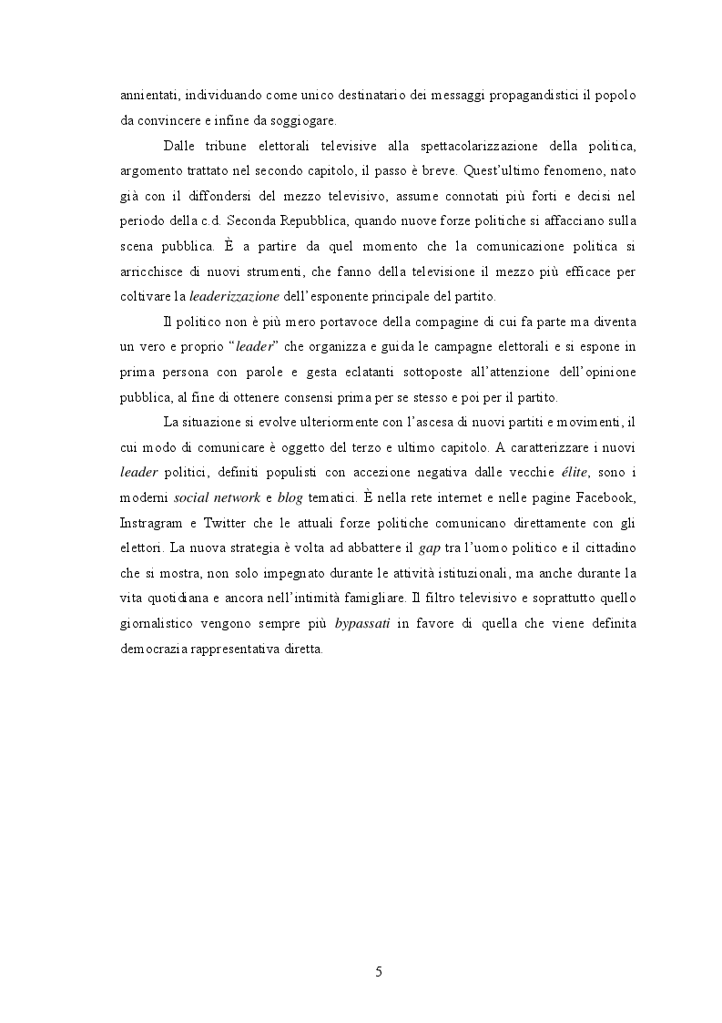 Anteprima della tesi: Dalle piazze a twitter, analisi dell'evoluzione della comunicazione politica in Italia, Pagina 3