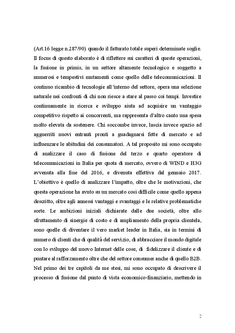 Anteprima della tesi: Le operazioni di concentrazioni societarie come strumento di crescita dimensionale nel settore delle telecomunicazioni. Il caso Wind e H3G, Pagina 3