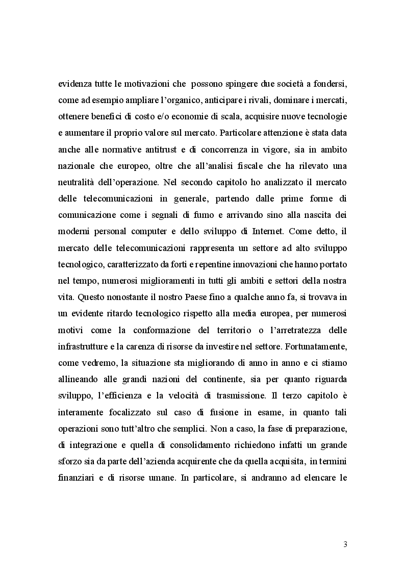 Anteprima della tesi: Le operazioni di concentrazioni societarie come strumento di crescita dimensionale nel settore delle telecomunicazioni. Il caso Wind e H3G, Pagina 4
