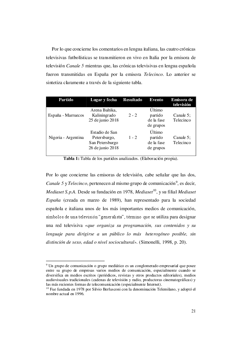 Anteprima della tesi: El lenguaje del fútbol: un abordaje contrastivo italiano - español de las crónicas futbolísticas del Mundial de Rusia de 2018, Pagina 6