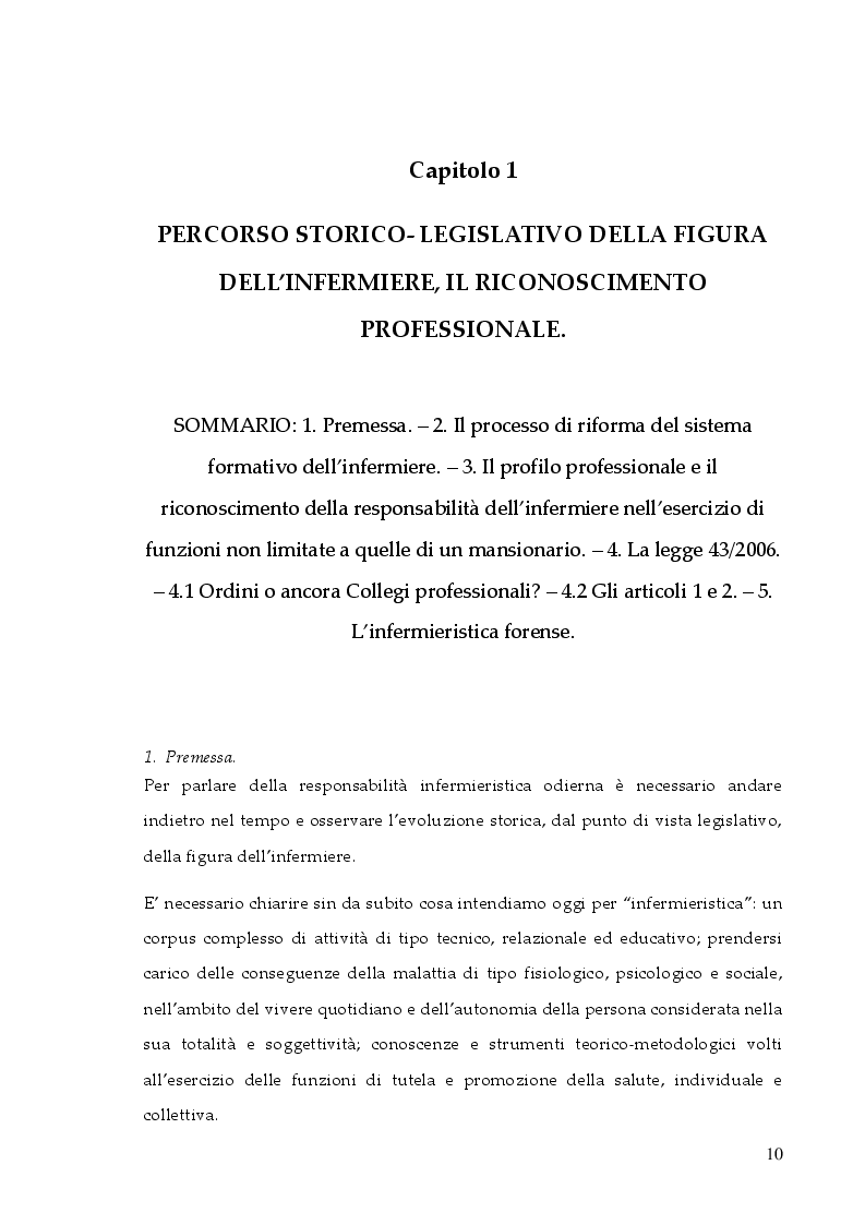 Anteprima della tesi: La responsabilità professionale dell'infermiere: risk management e le nuove frontiere dell'infermieristica forense, Pagina 7