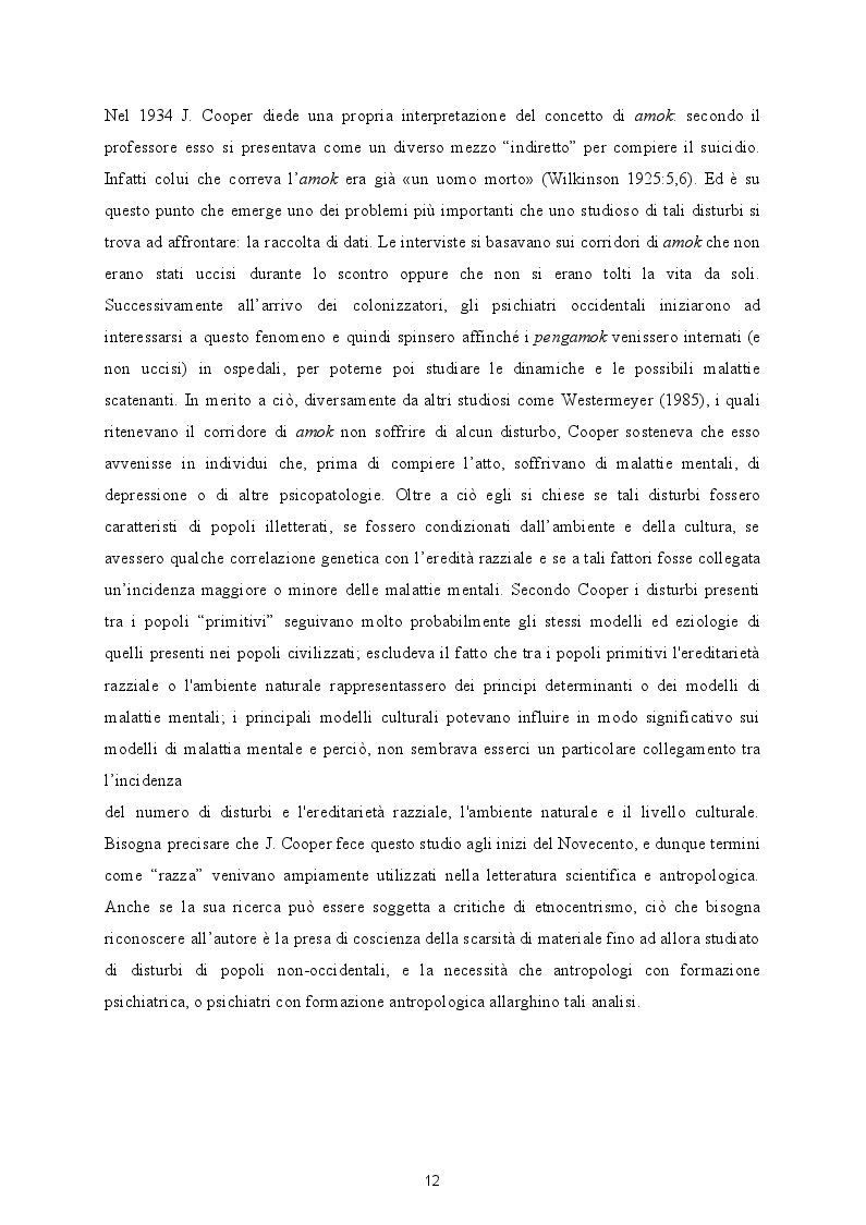 Estratto dalla tesi: Amok: per un abbandono del concetto di culture-bound syndrome