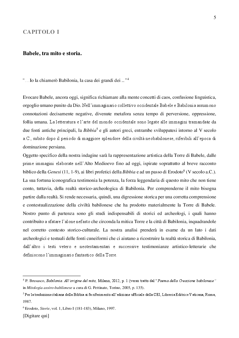 Anteprima della tesi: La Torre di Babele tra mito, arte e storia, Pagina 4