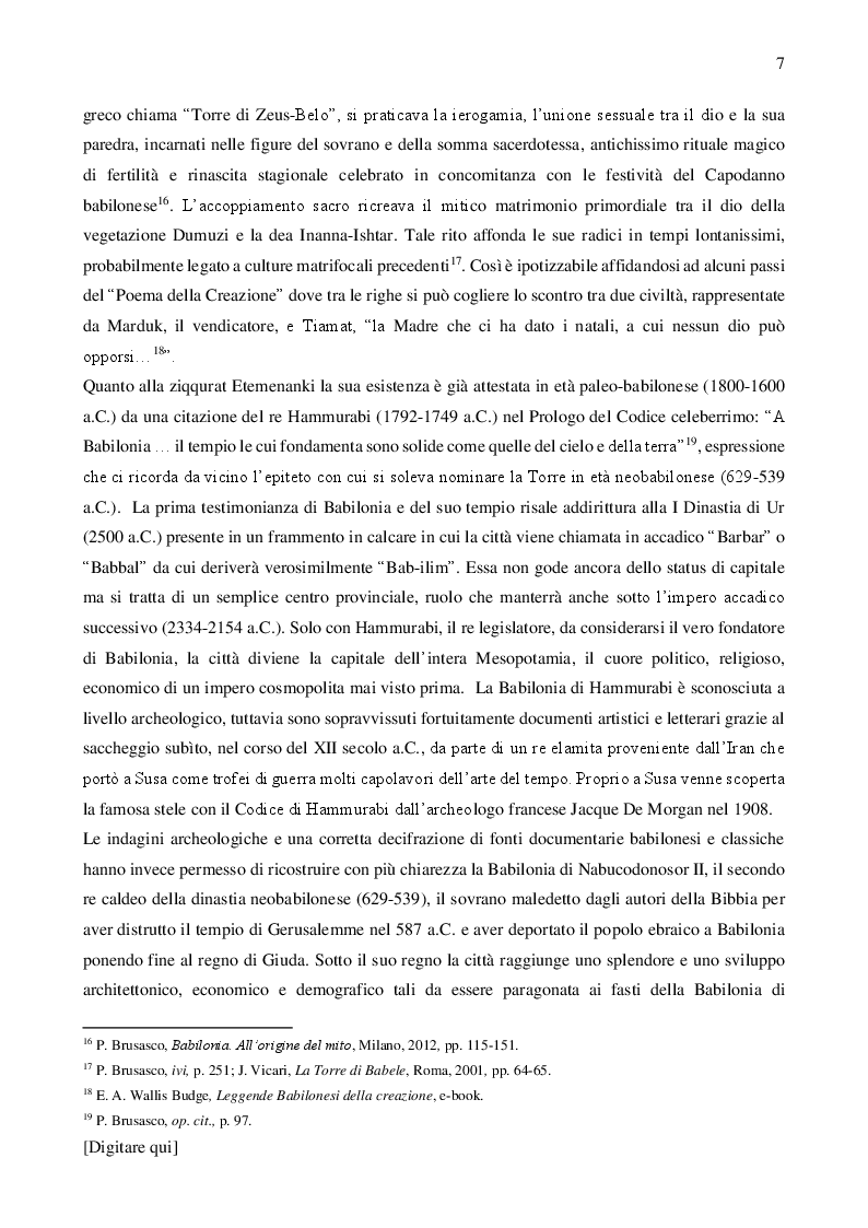 Anteprima della tesi: La Torre di Babele tra mito, arte e storia, Pagina 6