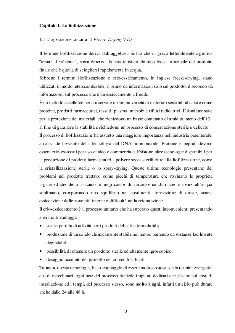 Anteprima della tesi: Tecnologie di liofilizzazione per applicazioni alimentari e farmaceutiche, Pagina 3