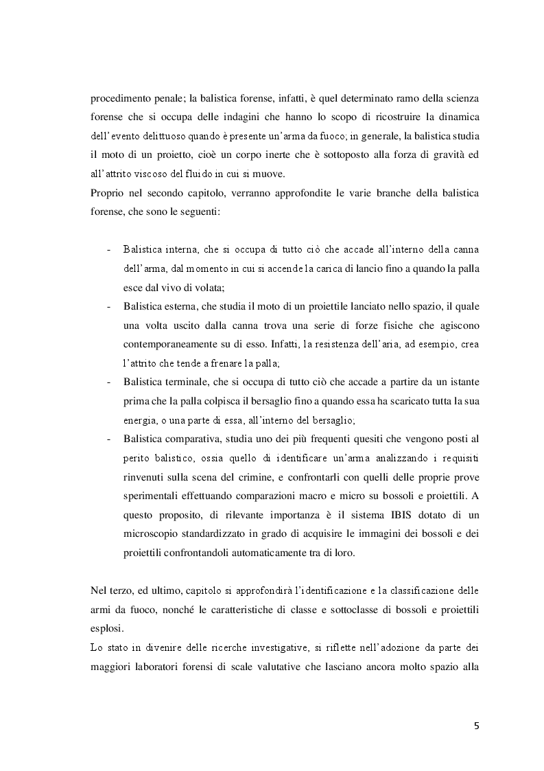 Anteprima della tesi: Le investigazioni scientifiche della polizia giudiziaria: Il sopralluogo tecnico e le indagini balistiche forensi., Pagina 4