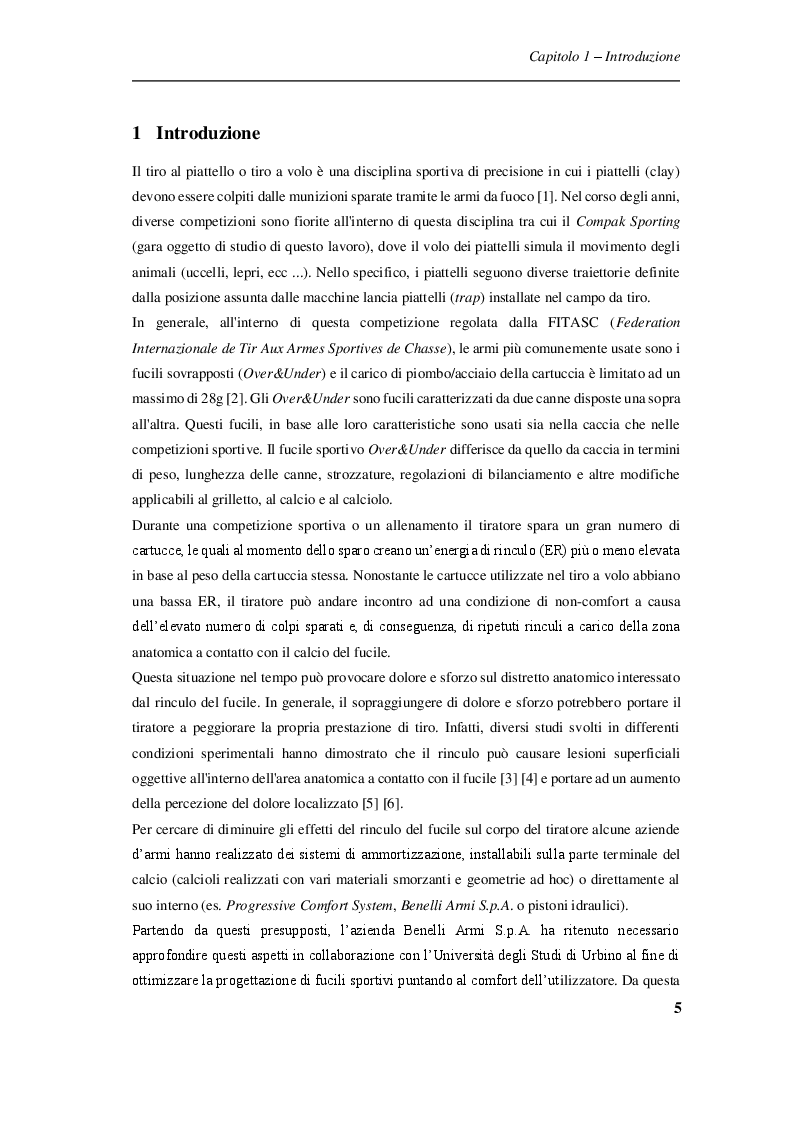 Anteprima della tesi: Procedure sperimentali per l'analisi degli effetti del rinculo del fucile sul tiratore sportivo, Pagina 4