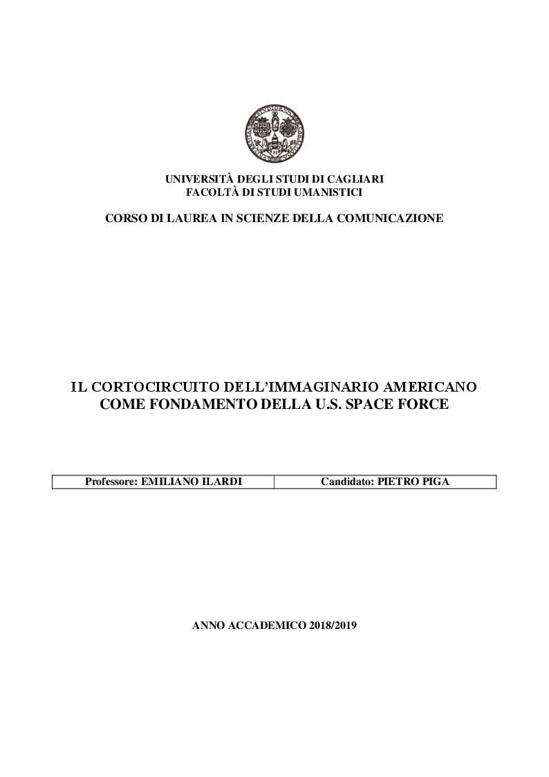 Anteprima della tesi: Il cortocircuito dell'immaginario americano come fondamento della U.S. Space Force, Pagina 1