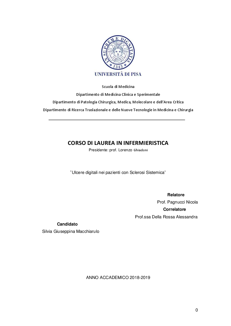 Anteprima della tesi: Ulcere digitali nei pazienti con Sclerosi Sistemica, Pagina 1