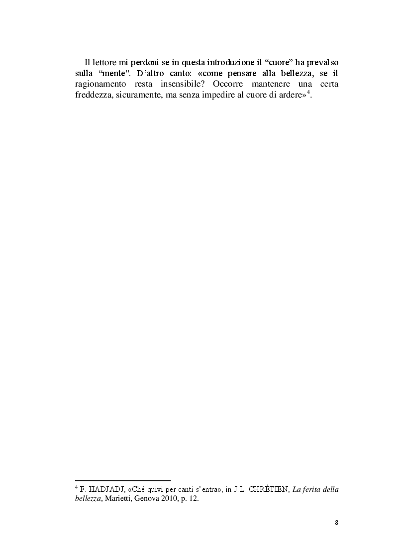 Anteprima della tesi: La Bellezza e il suo appello pro-vocante. Un percorso filosofico e teologico, Pagina 6