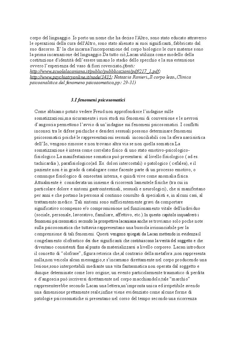 Anteprima della tesi: La Psicosomatica: ''soggetto e corpo secondo la psicoanalisi lacaniana'', Pagina 5