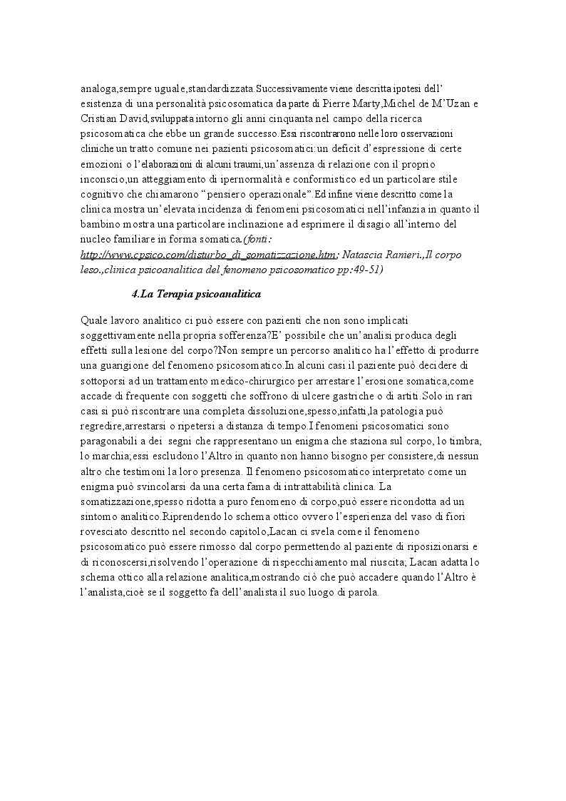 Anteprima della tesi: La Psicosomatica: ''soggetto e corpo secondo la psicoanalisi lacaniana'', Pagina 6