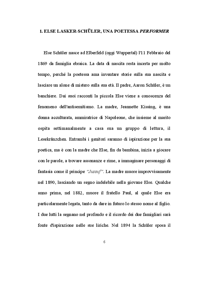 Anteprima della tesi: Else Lasker Schüler: la ''trasformazione'' come evasione dalla realtà, Pagina 3