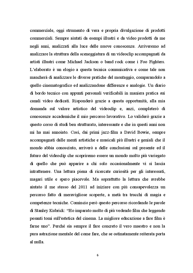 Anteprima della tesi: Il Videoclip Musicale: storia, sceneggiatura e tecniche, Pagina 3