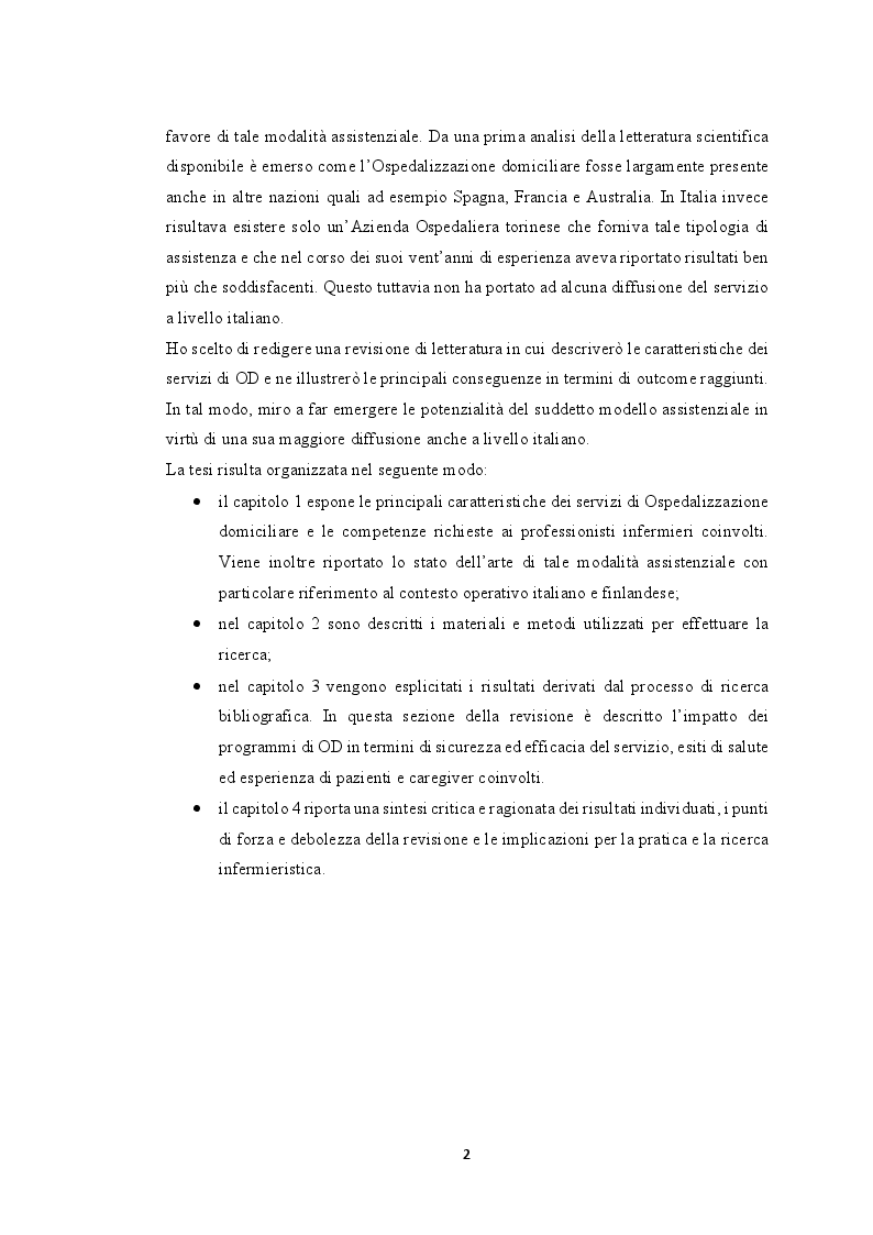 Anteprima della tesi: Modelli innovativi di ospedalizzazione: potenzialità del setting domiciliare come sede alternativa di ricovero, Pagina 3
