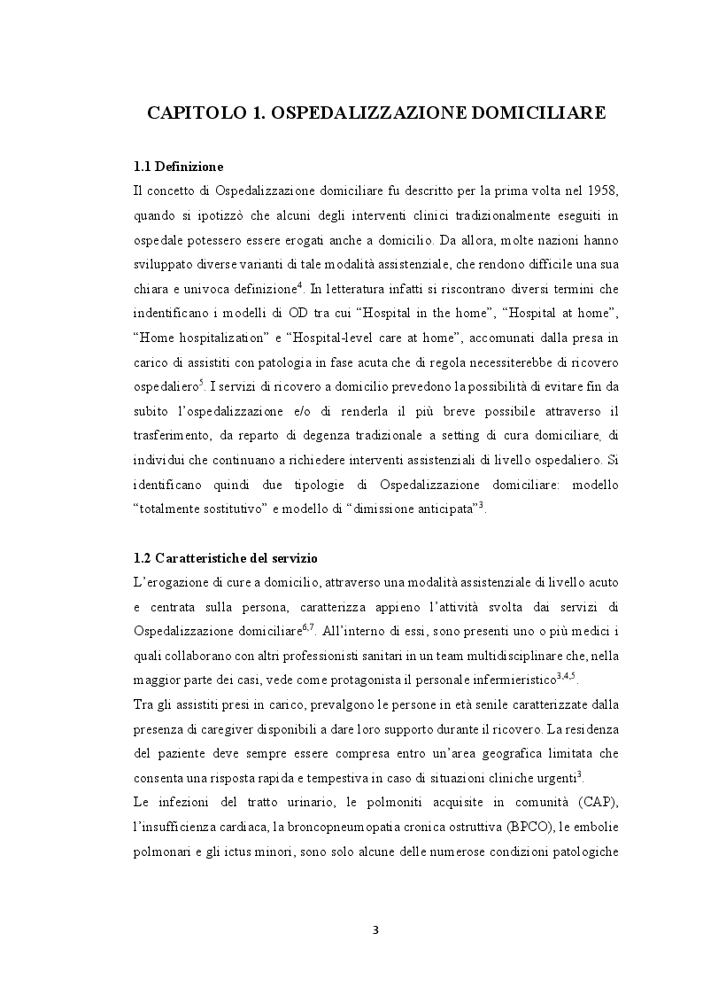 Anteprima della tesi: Modelli innovativi di ospedalizzazione: potenzialità del setting domiciliare come sede alternativa di ricovero, Pagina 4