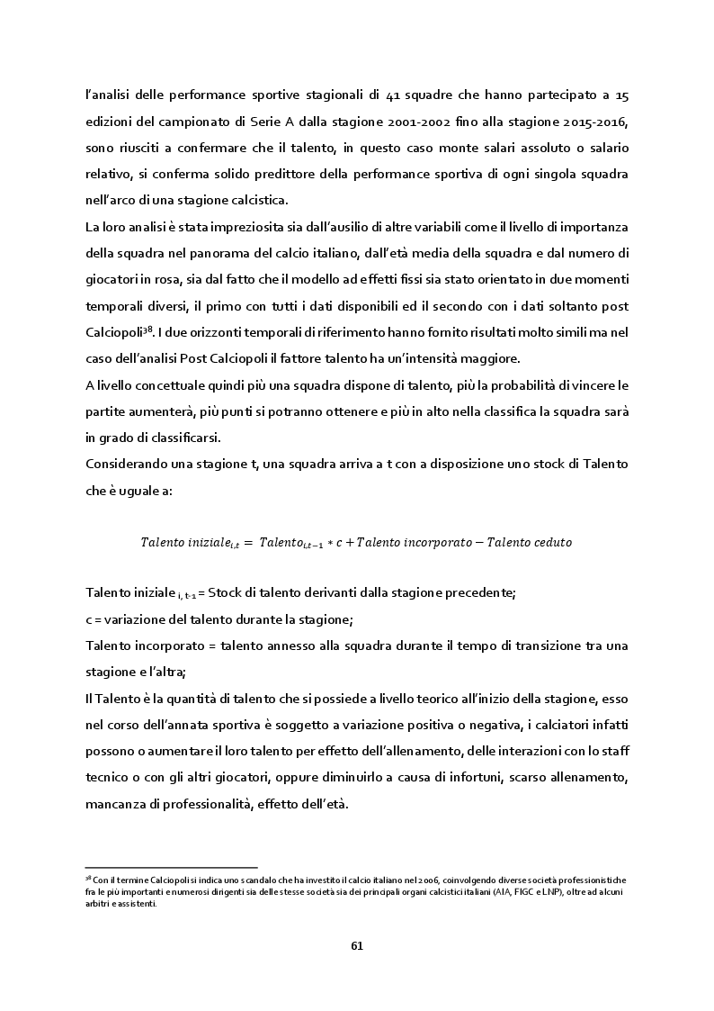Anteprima della tesi: Le determinanti economiche della performance sportiva: un'evidenza empirica dal campionato di calcio di Serie A, Pagina 4