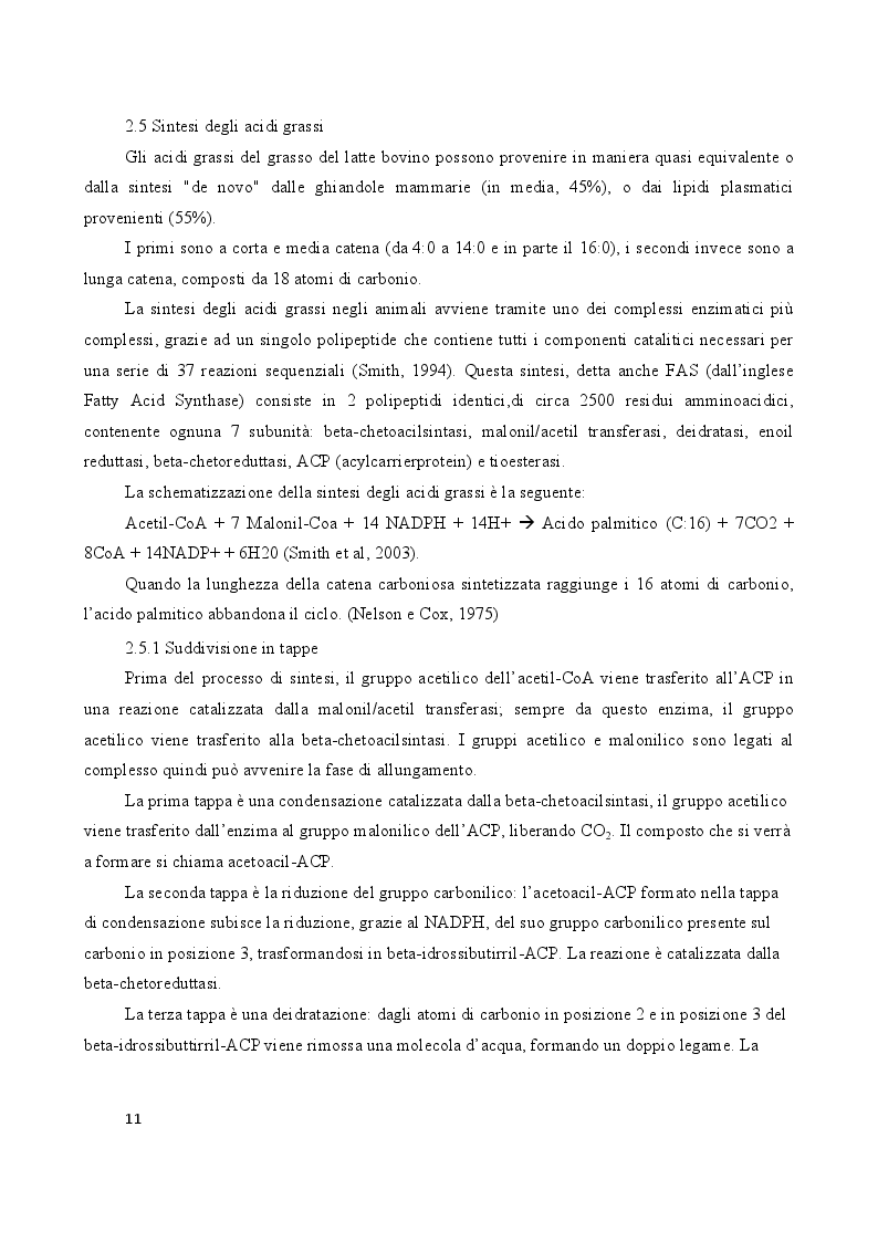 Estratto dalla tesi: Fattori animali e alimentari che influenzano la sintesi e la composizione del grasso del latte