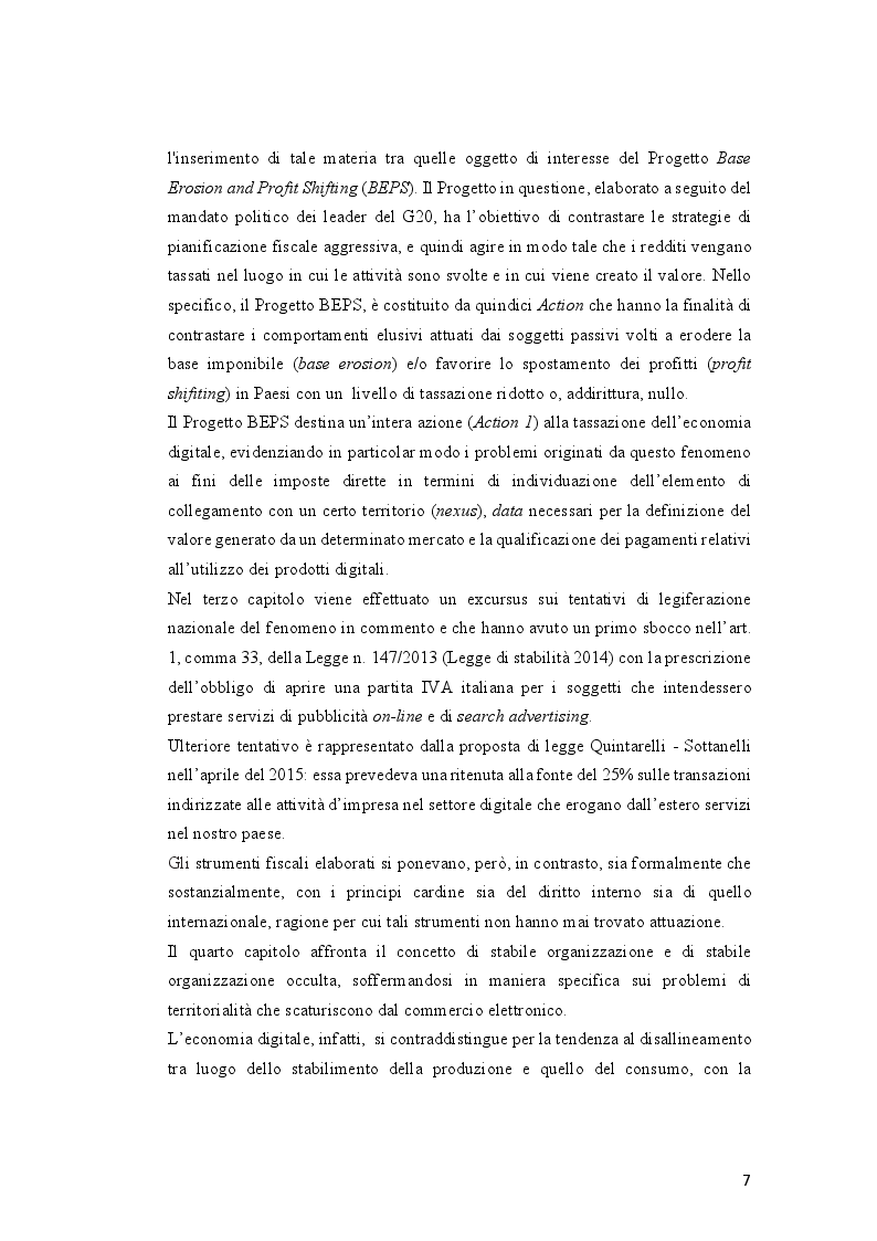Anteprima della tesi: Tassazione dell'economia digitale: Web Tax e Digital Tax, Pagina 4