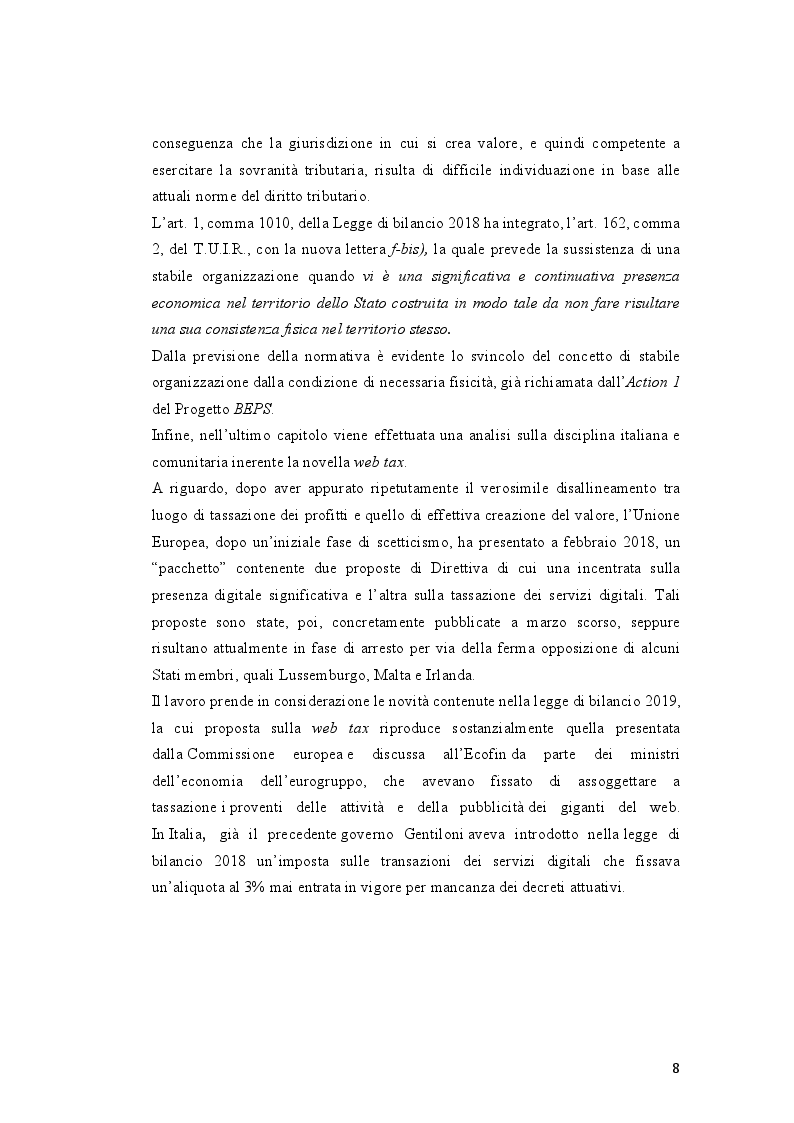 Anteprima della tesi: Tassazione dell'economia digitale: Web Tax e Digital Tax, Pagina 5