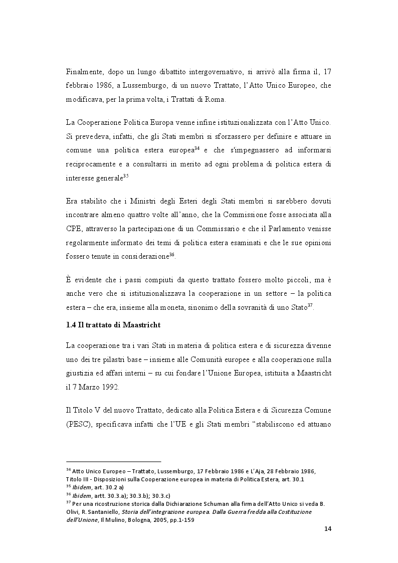 Anteprima della tesi: La politica estera europea prima e dopo il Trattato di Lisbona. Due casi: la Guerra in Georgia e la Primavera araba, Pagina 4