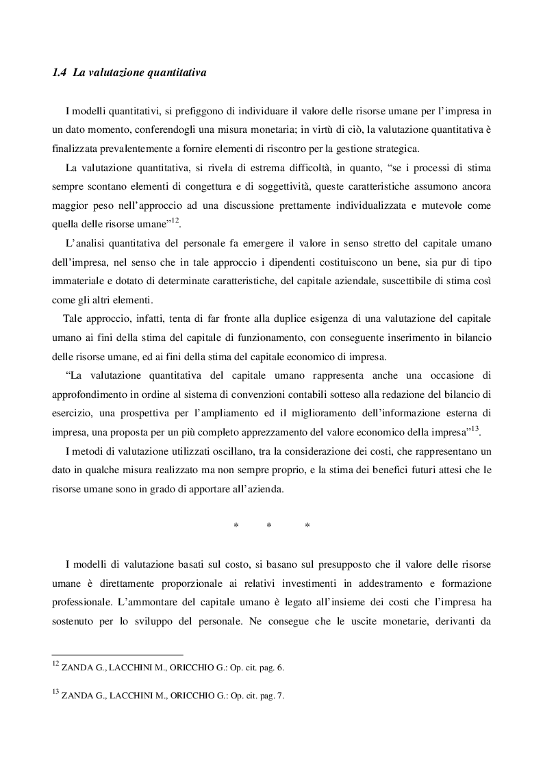 Estratto dalla tesi: Il Capitale Umano nella valutazione del Capitale Economico e del Capitale di Funzionamento