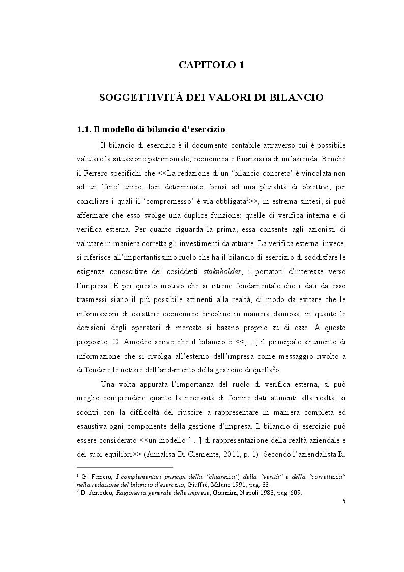 Anteprima della tesi: Le valutazioni di bilancio tra rigore normativo e soggettività interpretativa, Pagina 3