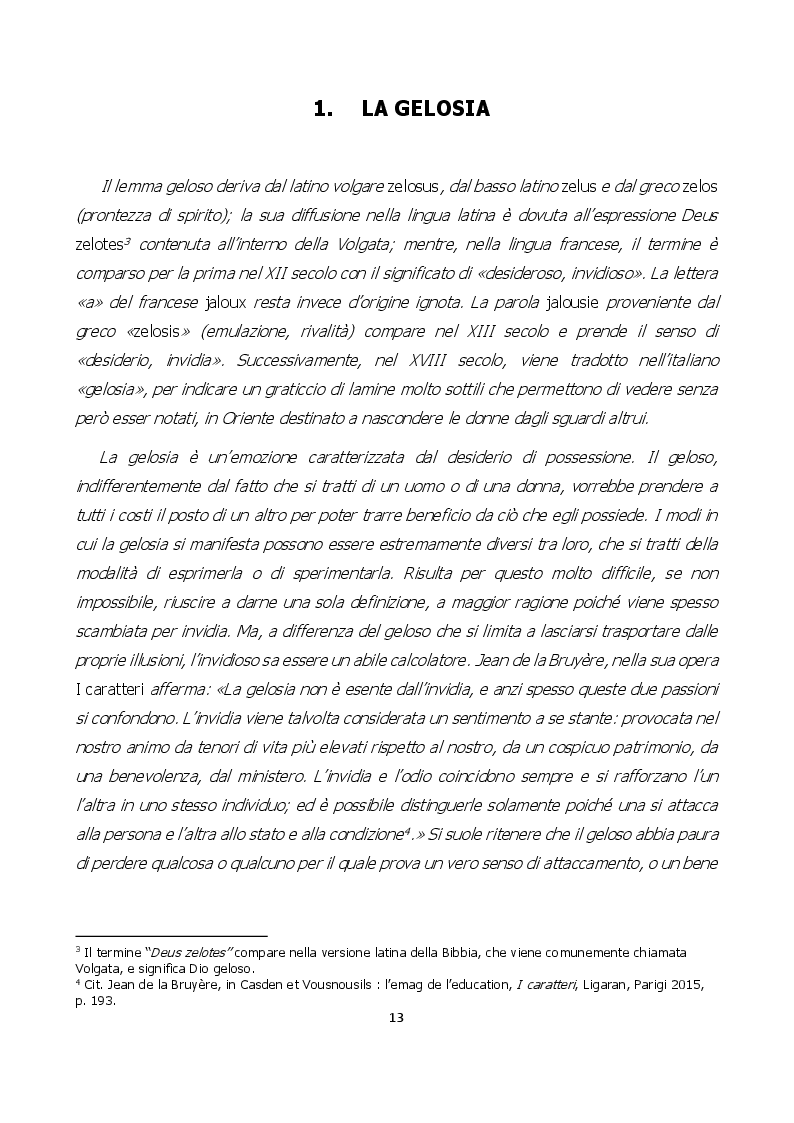 Anteprima della tesi: Nuances de jalousie: evoluzione di un sentimento che può condurre al femminicidio, Pagina 4