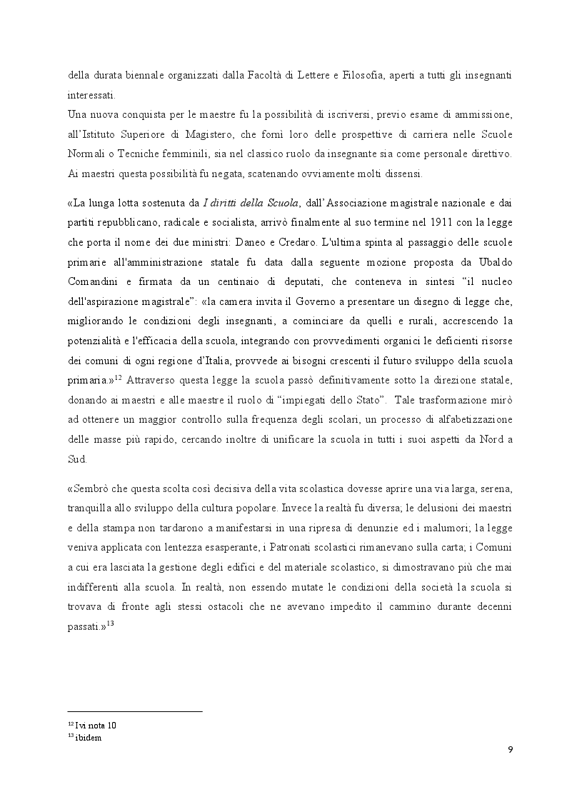 Estratto dalla tesi: Le donne insegnanti nella scuola italiana