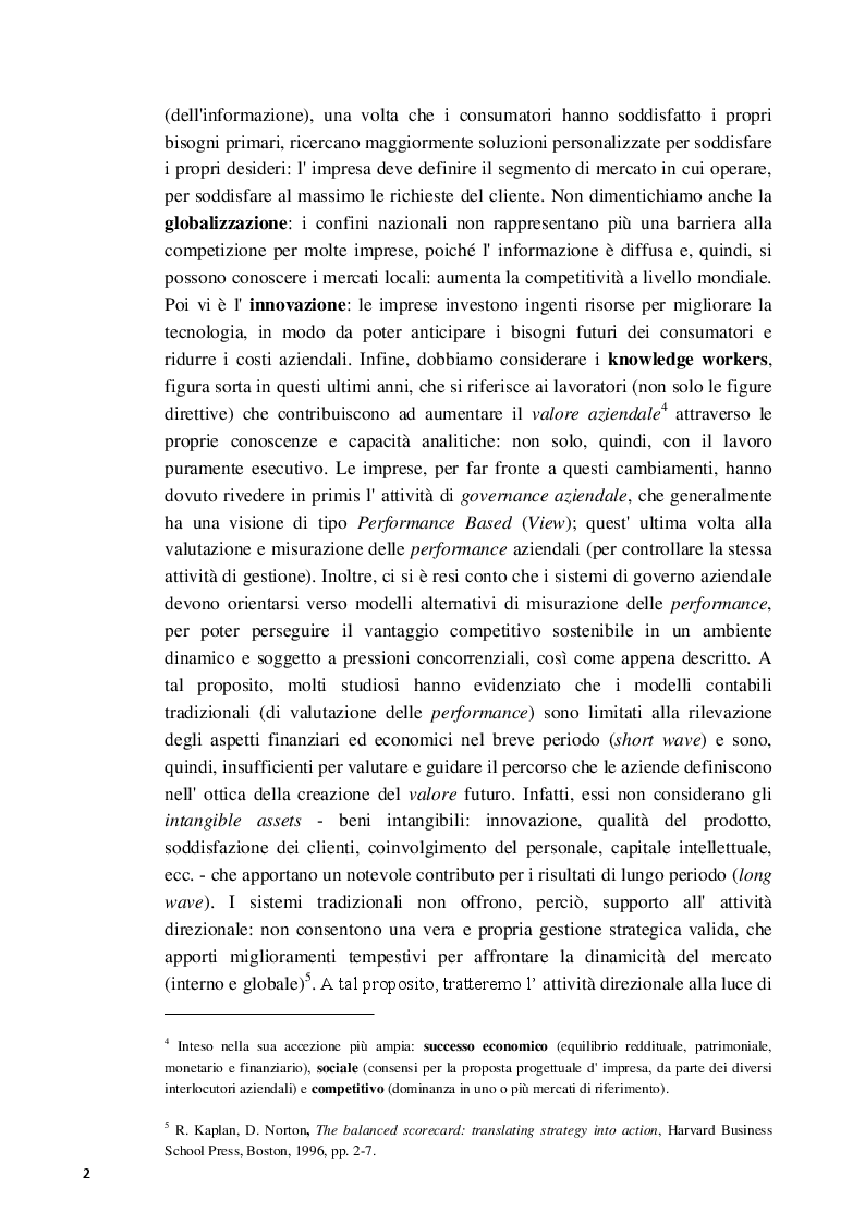Anteprima della tesi: La Balanced Scorecard a supporto dell'attività direzionale: criticità e profili innovativi, Pagina 3