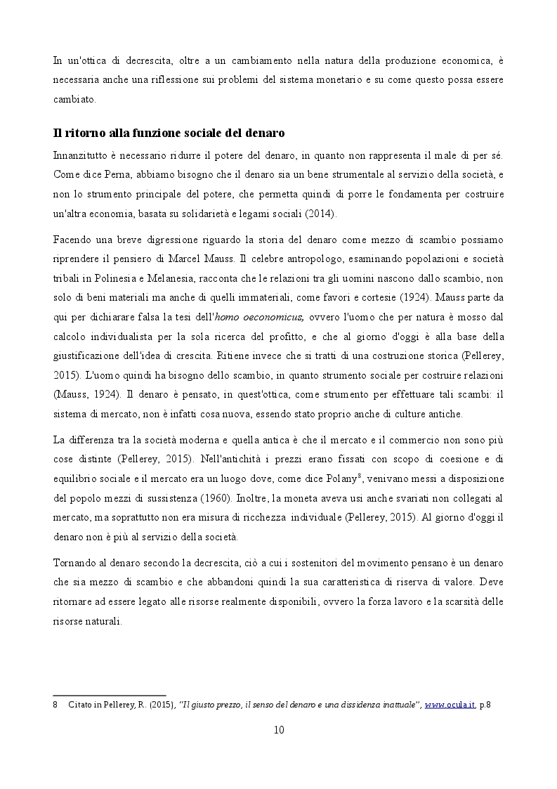 Estratto dalla tesi: La scommessa delle monete complementari in un'ottica di decrescita