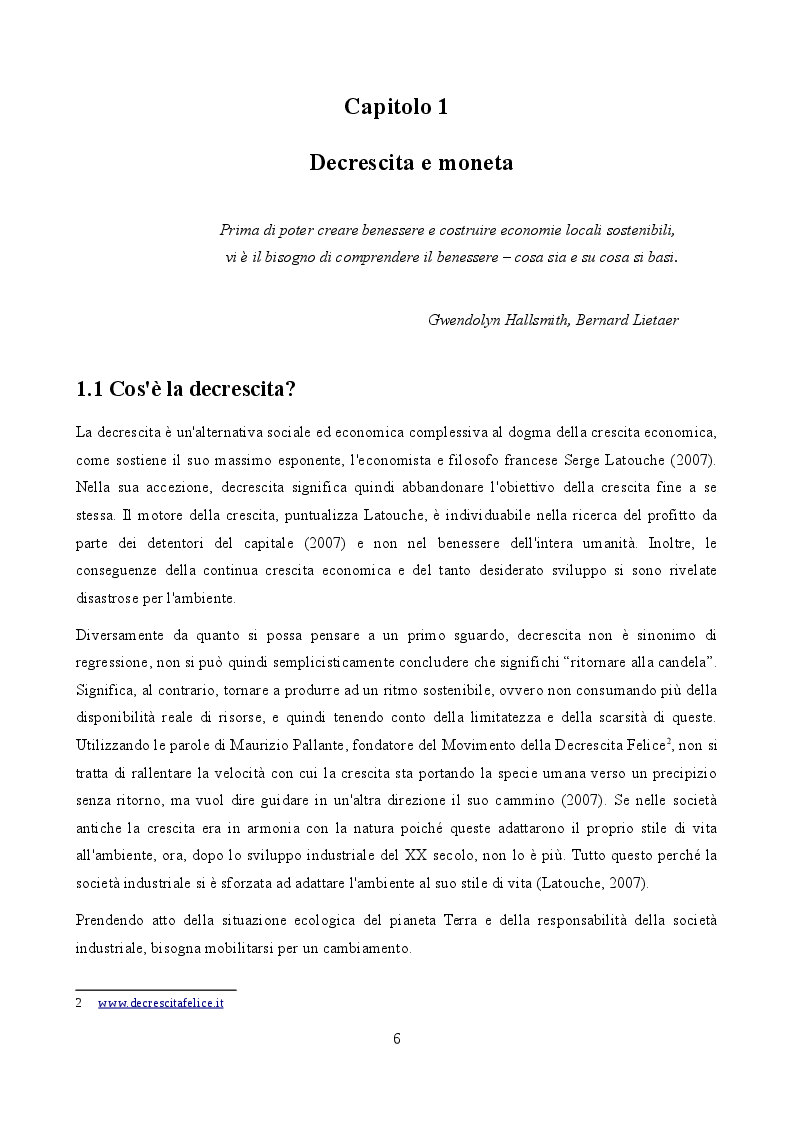 Anteprima della tesi: La scommessa delle monete complementari in un'ottica di decrescita, Pagina 4