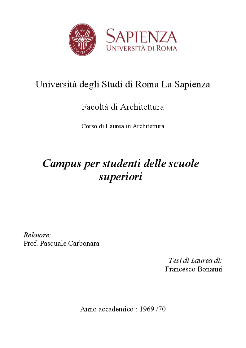 Anteprima della tesi: Campus per studenti delle scuole superiori, Pagina 1