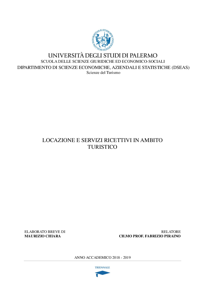 Anteprima della tesi: Locazione e servizi ricettivi in ambito turistico, Pagina 1