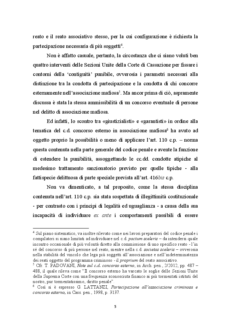 Anteprima della tesi: Concorso esterno in associazione mafiosa e principio di legalità convenzionale: il problematico adeguamento dell’ordinamento italiano alla sentenza della Corte Europea Dei Diritti Dell’Uomo sul caso Contrada c. Italia, Pagina 6