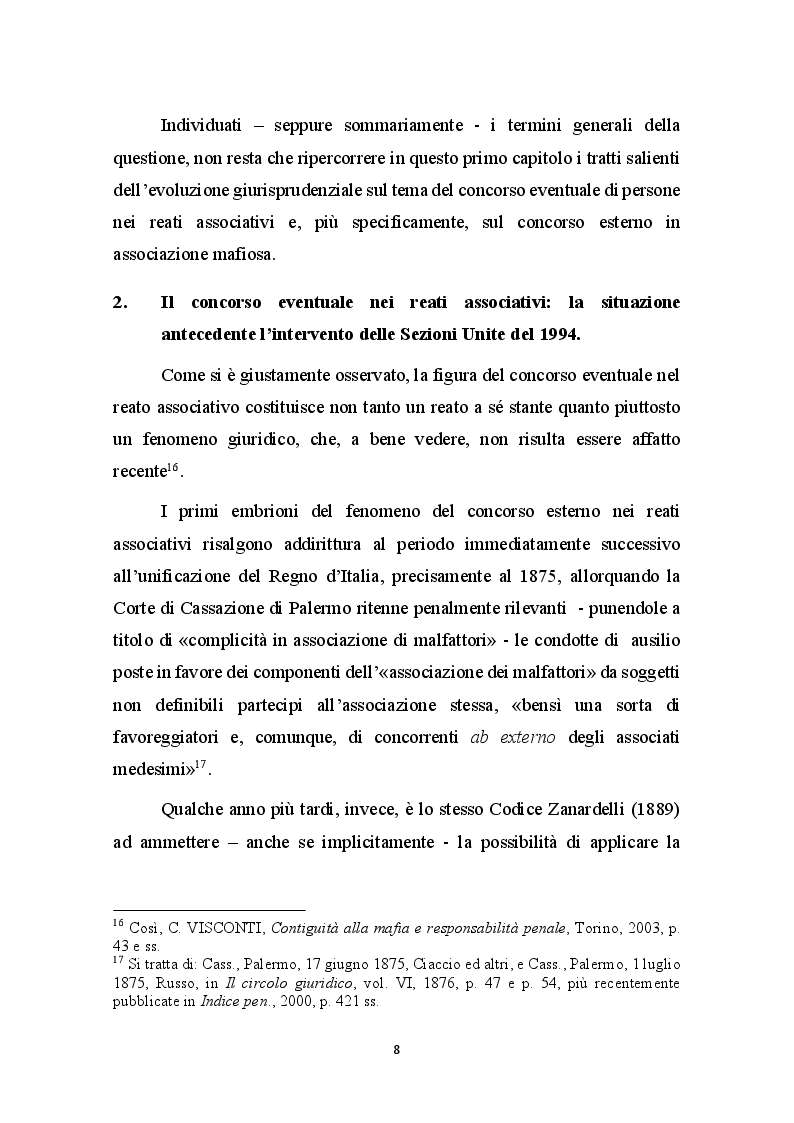 Anteprima della tesi: Concorso esterno in associazione mafiosa e principio di legalità convenzionale: il problematico adeguamento dell’ordinamento italiano alla sentenza della Corte Europea Dei Diritti Dell’Uomo sul caso Contrada c. Italia, Pagina 9