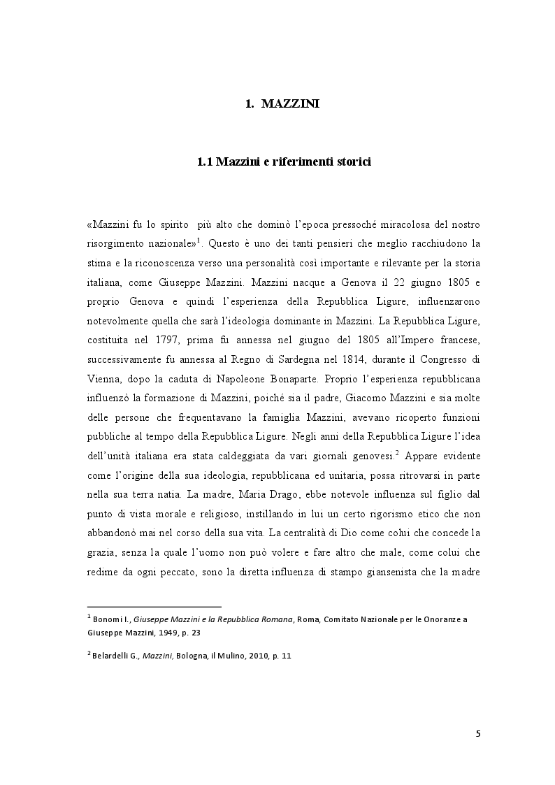 Anteprima della tesi: Repubblica Romana, Comune di Parigi: momenti del pensiero mazziniano, Pagina 4
