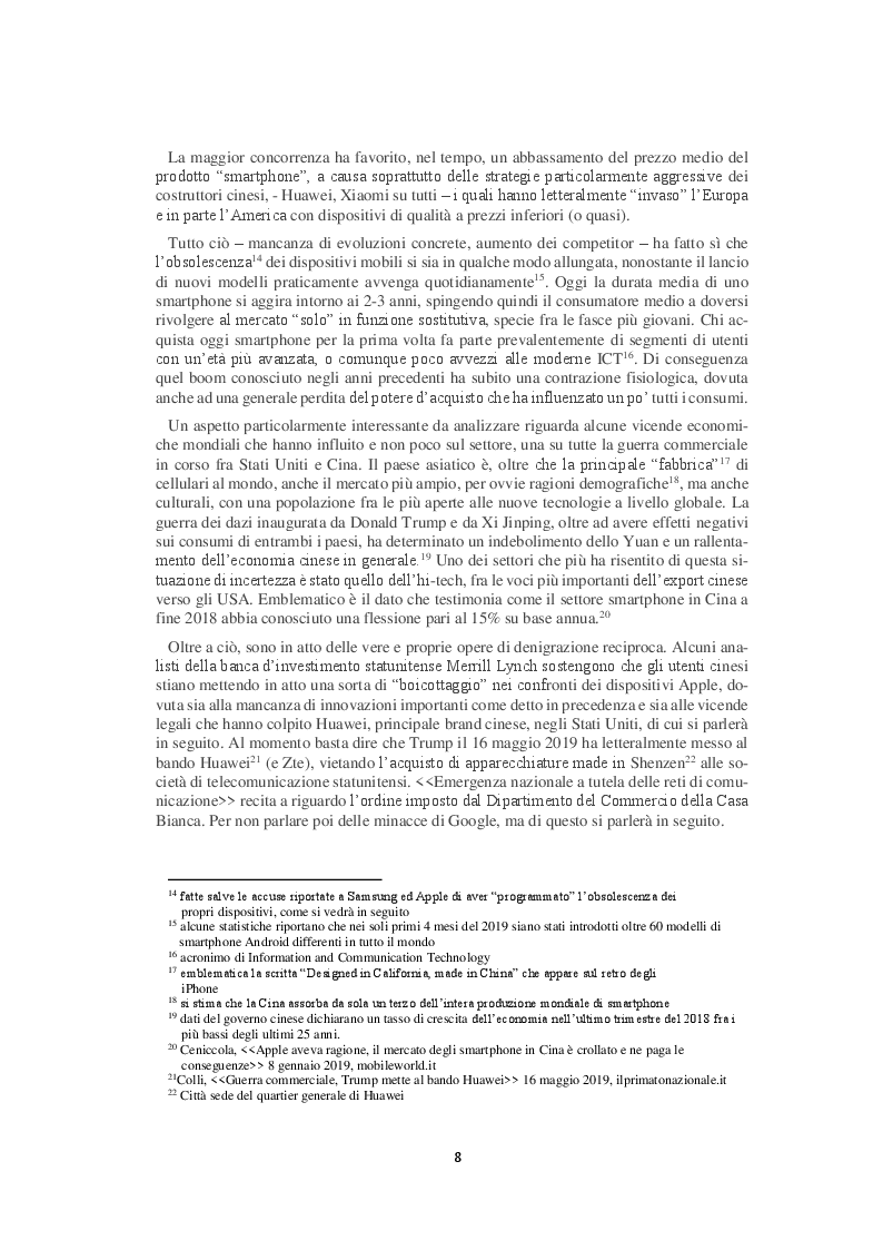 Estratto dalla tesi: Competitor e tensioni strategiche del mercato degli smartphone