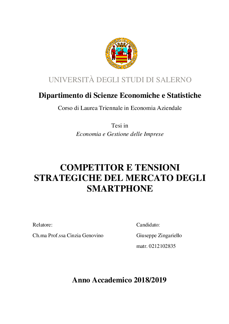 Anteprima della tesi: Competitor e tensioni strategiche del mercato degli smartphone, Pagina 1