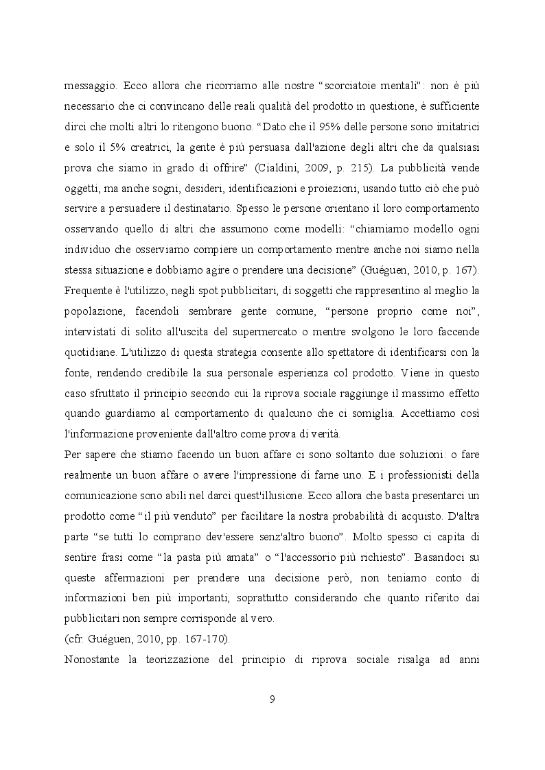 Estratto dalla tesi: Un'euristica della persuasione: il principio della riprova sociale