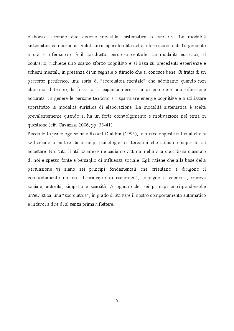 Anteprima della tesi: Un'euristica della persuasione: il principio della riprova sociale, Pagina 4