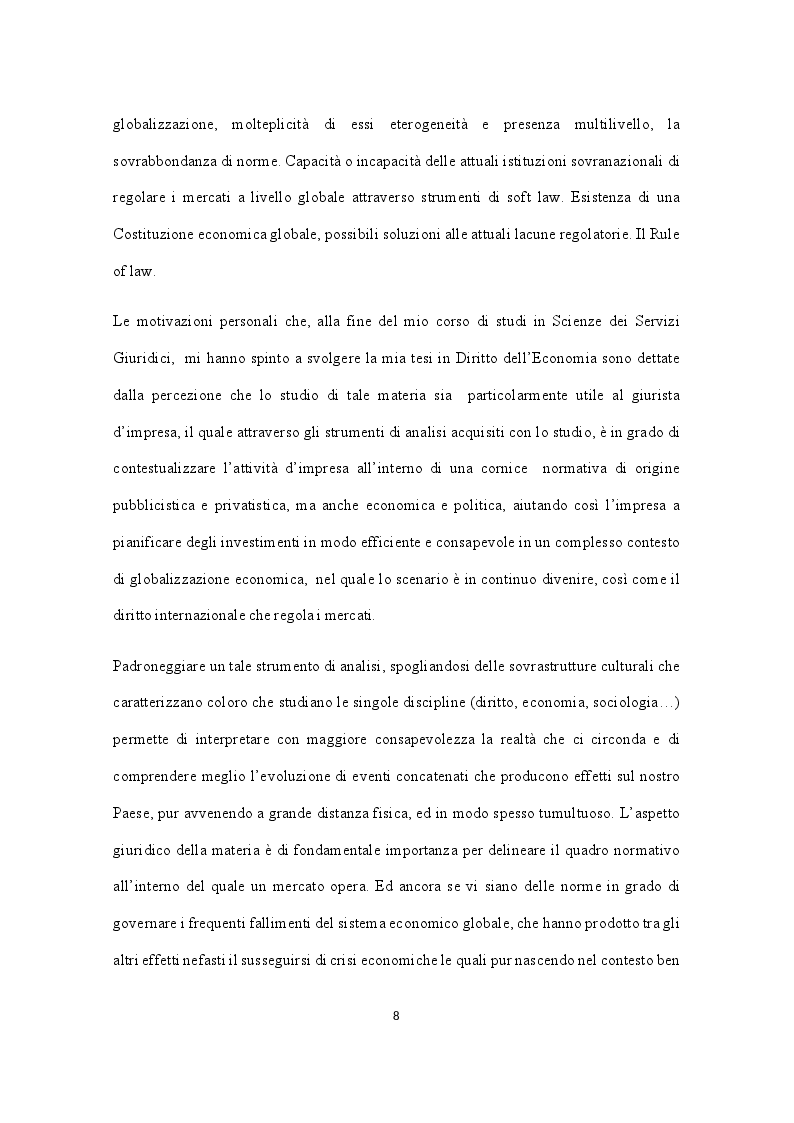 Anteprima della tesi: La "Costituzione economica" nel contesto della globalizzazione dell'economia. Crescita dei monopoli e concentrazione della ricchezza su scala globale. Ruolo regolatore degli organismi internazionali, Pagina 6
