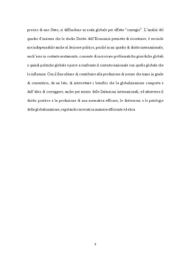 Anteprima della tesi: La "Costituzione economica" nel contesto della globalizzazione dell'economia. Crescita dei monopoli e concentrazione della ricchezza su scala globale. Ruolo regolatore degli organismi internazionali, Pagina 7