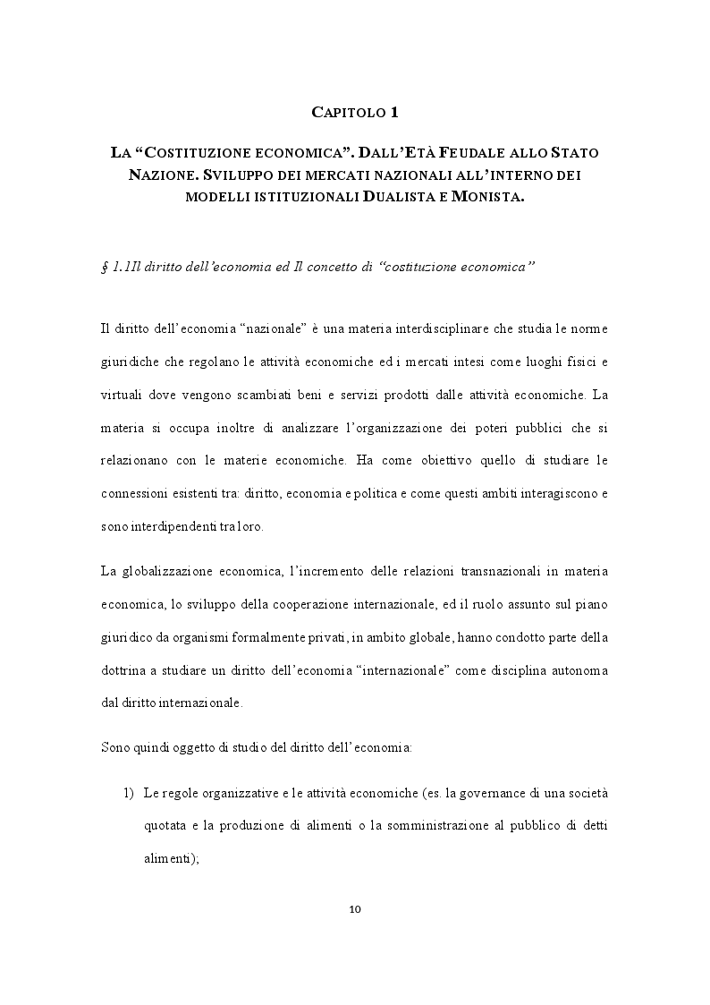 Anteprima della tesi: La "Costituzione economica" nel contesto della globalizzazione dell'economia. Crescita dei monopoli e concentrazione della ricchezza su scala globale. Ruolo regolatore degli organismi internazionali, Pagina 8