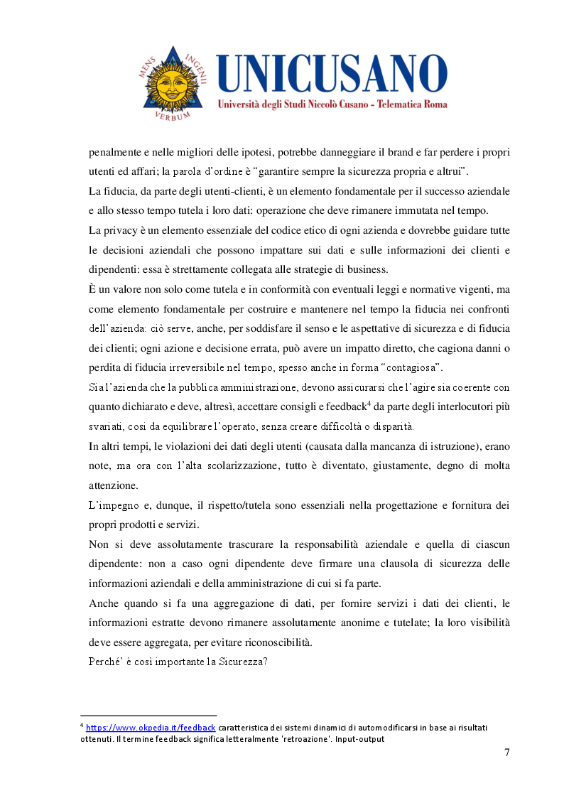 Anteprima della tesi: Cyber Security Compliance e privacy Come fattore reputazionale dell’impresa, Pagina 4