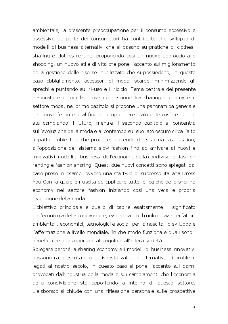Anteprima della tesi: Gli effetti della Sharing Economy nel settore moda. Il caso Dress You Can, Pagina 4